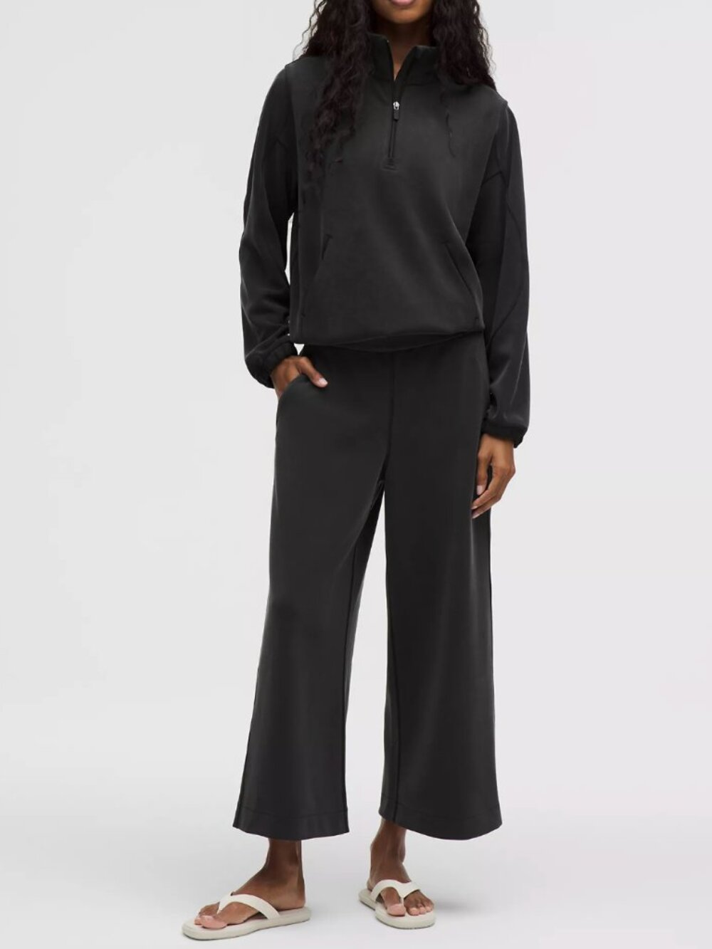 Lululemon Softstreme High-Rise Wide-Leg Cropped Pant M Black